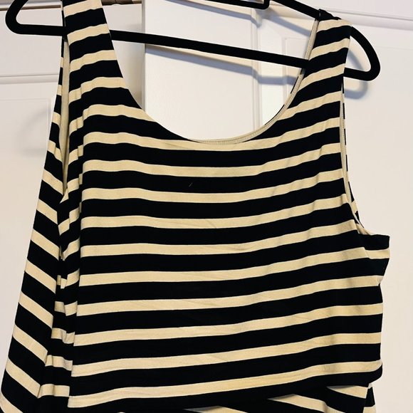 LOFT Women’s Striped Dress – Late 2010s – Black & Cream – Soft Stretch Rayon Ble - Picture 2 of 8